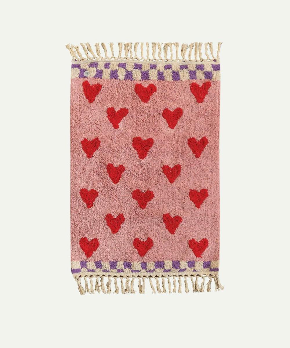 Agatha Pink & Red Heart Recycled Cotton Rug Products