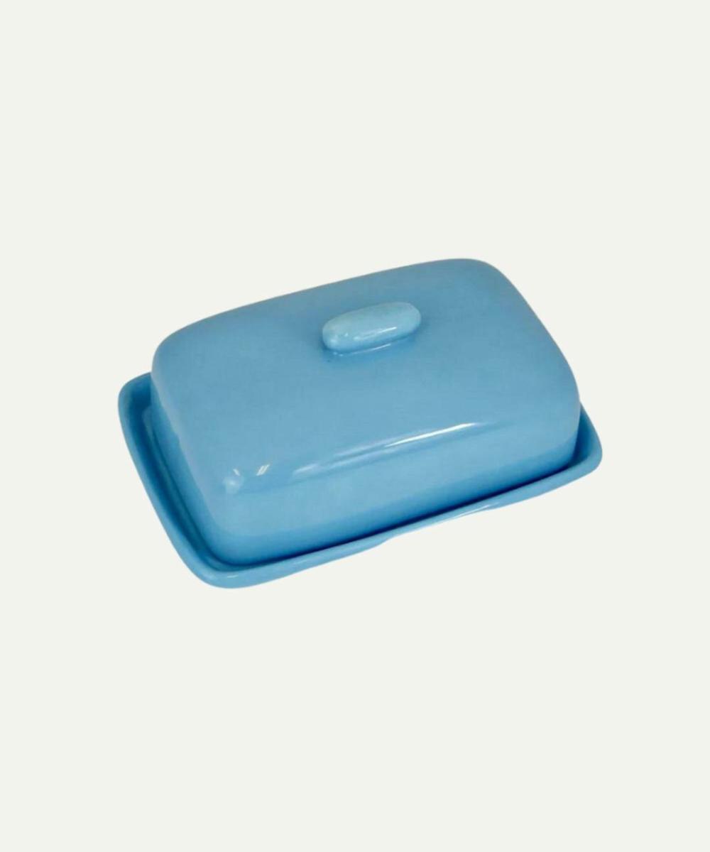 Butter Dish Sky Blue Glaze Kitchenware