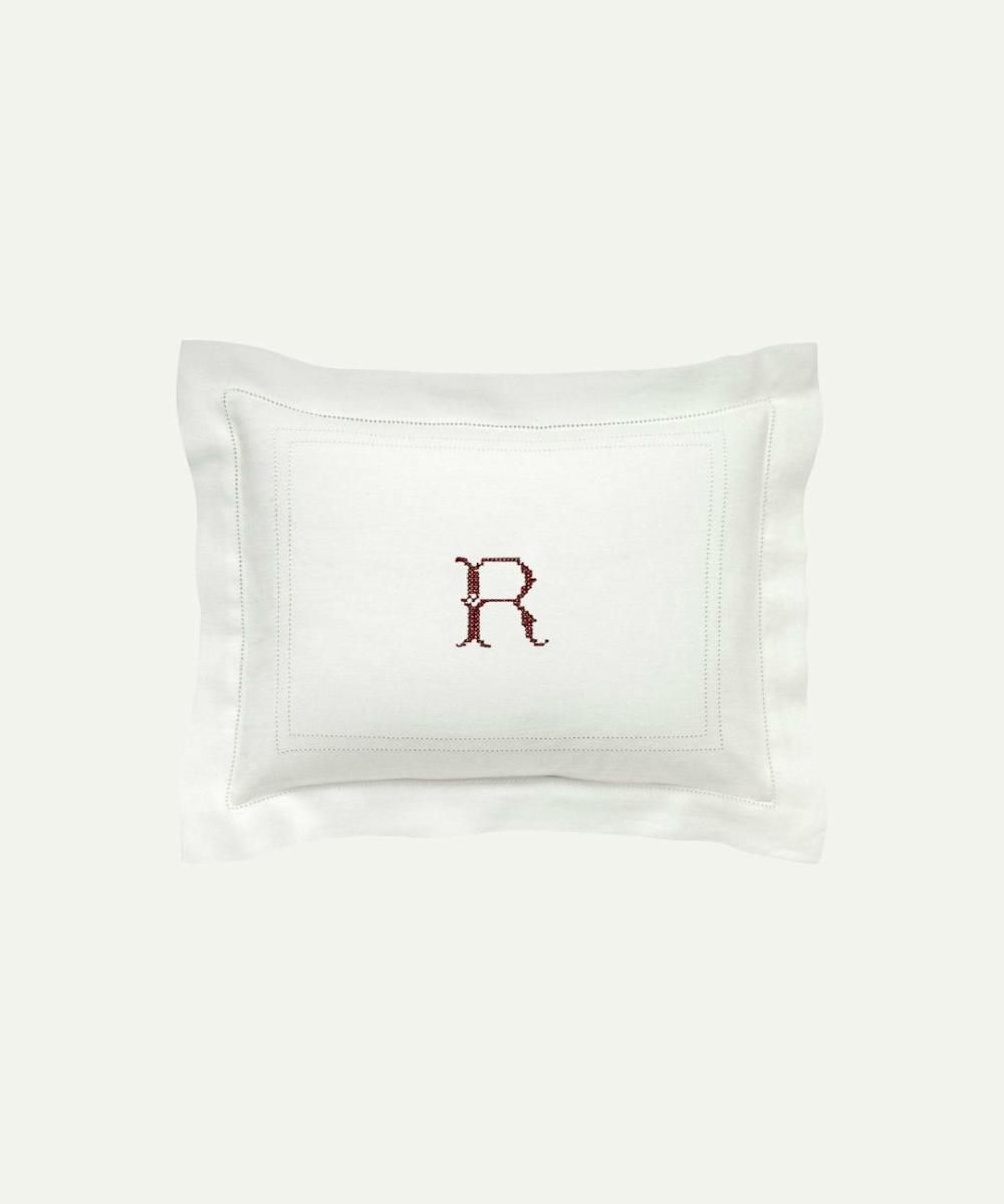 Red Monogrammed Small Hemstitch Pillow Bedding