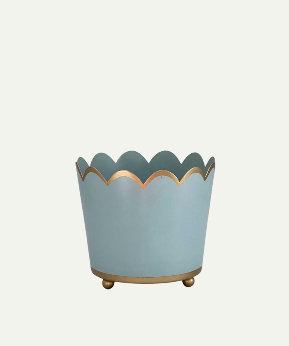 Soft Blue Scalloped Planter Outdoor