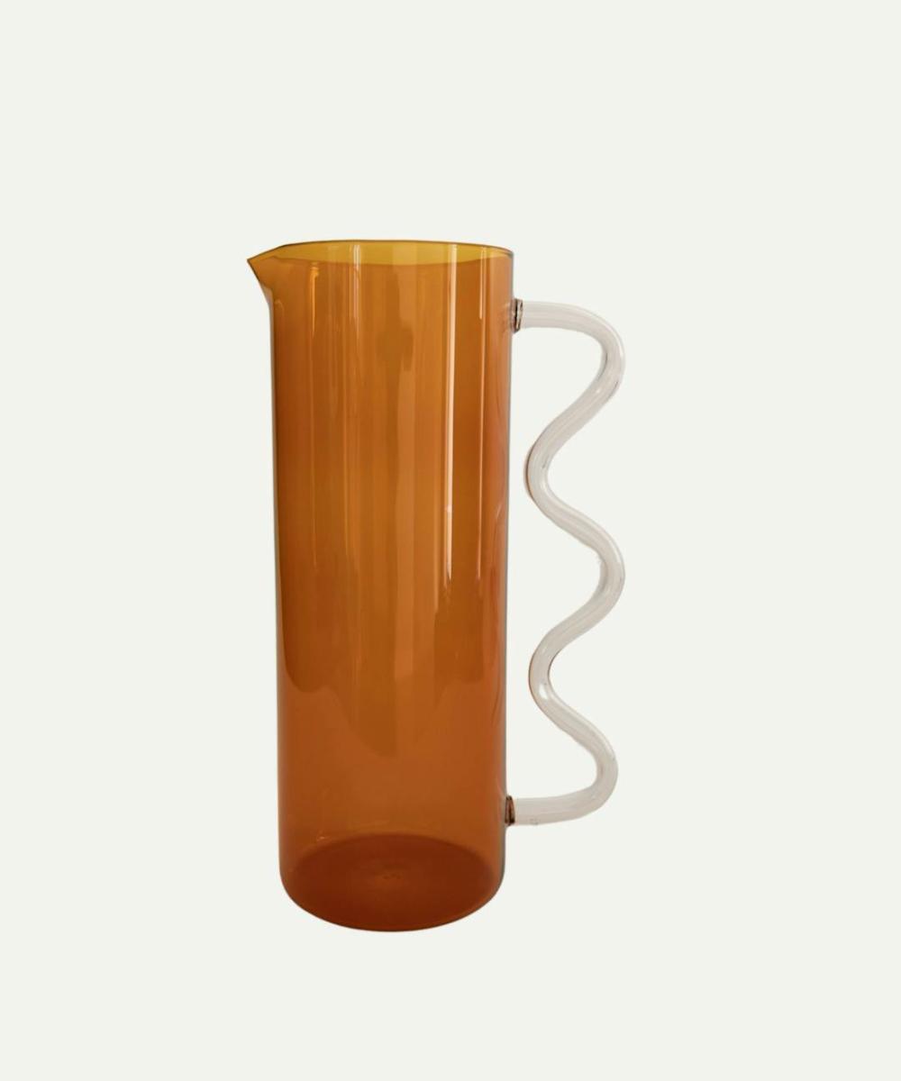 Wave Pitcher, Amber And Clear Home Decoration